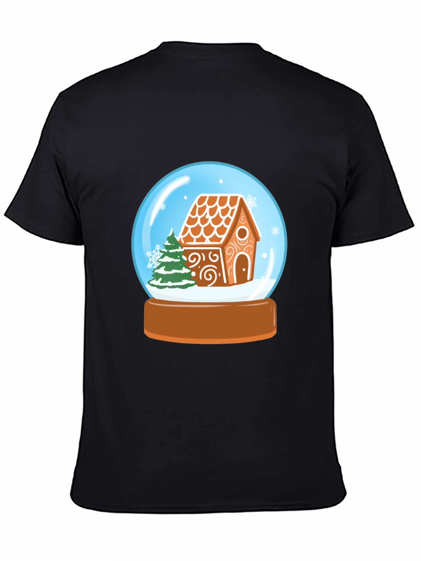 Festive Gingerbread House Snow Globe Graphic Tee