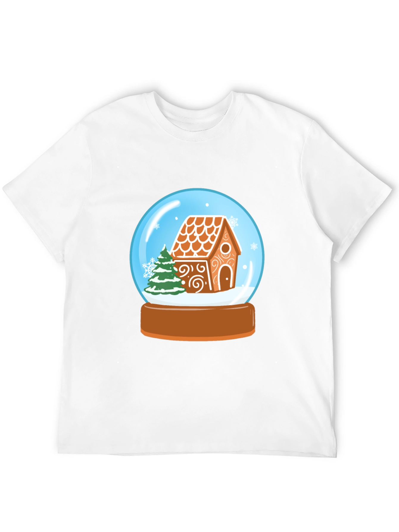 Festive Gingerbread House Snow Globe Graphic Tee