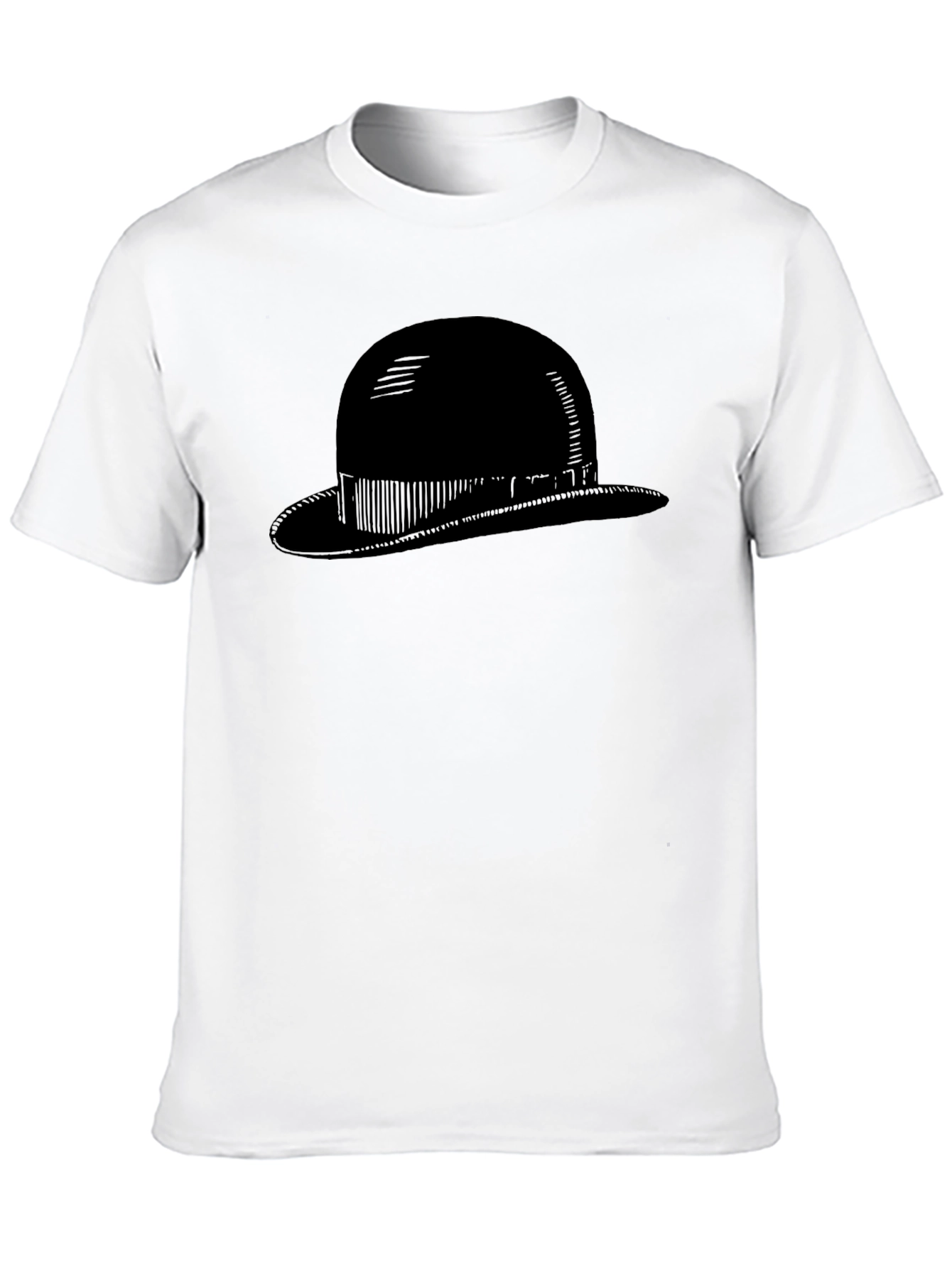 Mens Black Bowler Hat Graphic Tee - Classic Style