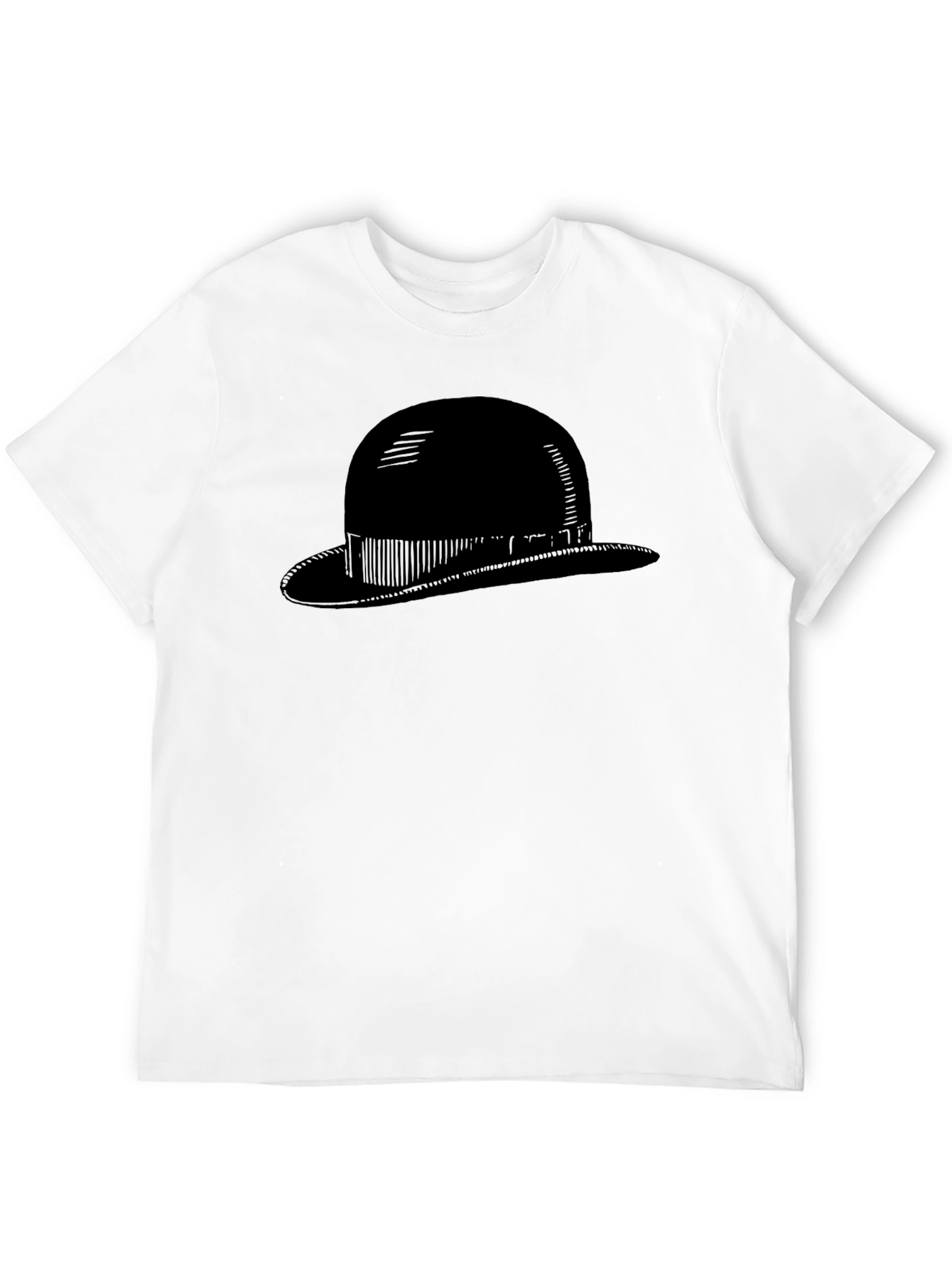 Mens Black Bowler Hat Graphic Tee - Classic Style