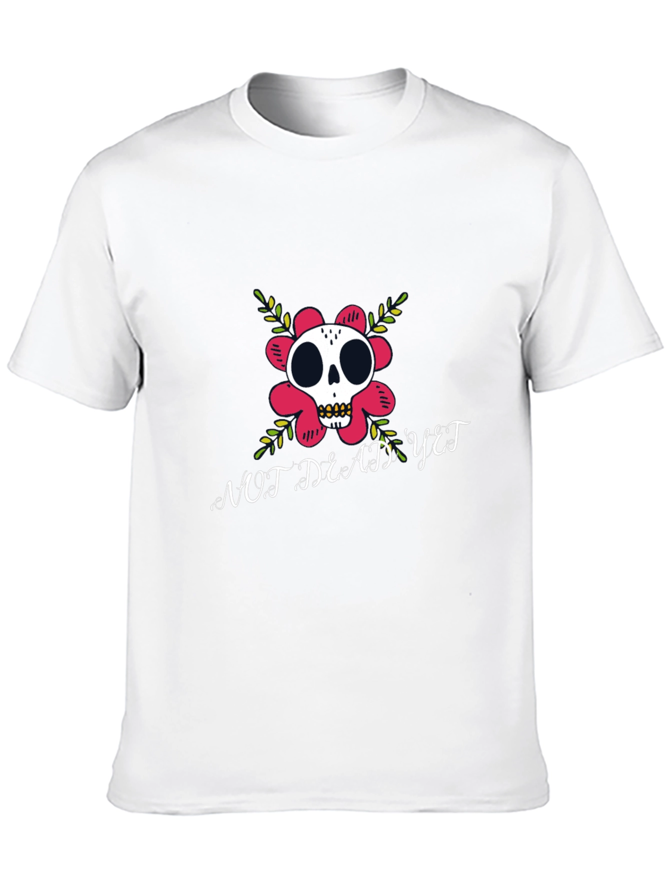 Not Dead Yet T-Shirt Skull Flower Graphic Tee