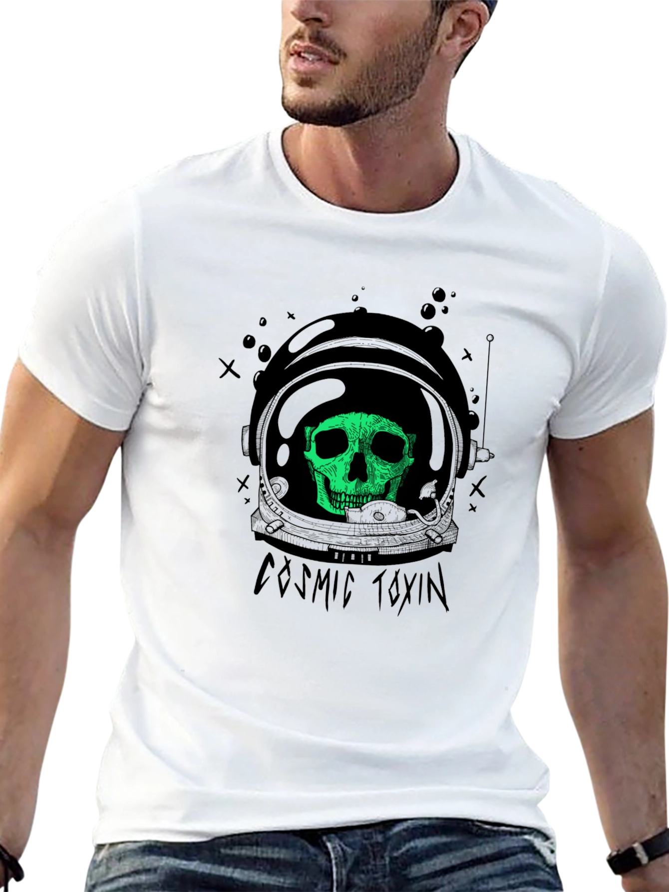 Cosmic Toxin Skull Graphic Black T-Shirt