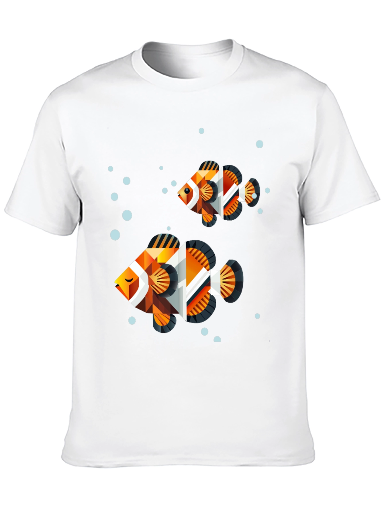 Geometric Fish Graphic Tee - Black Cotton Blend