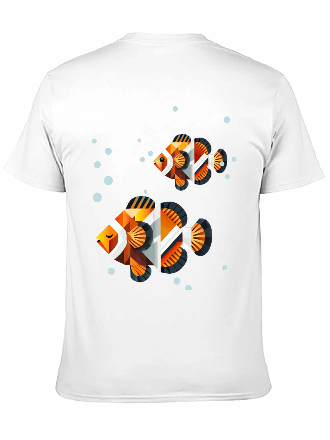 Geometric Fish Graphic Tee - Black Cotton Blend