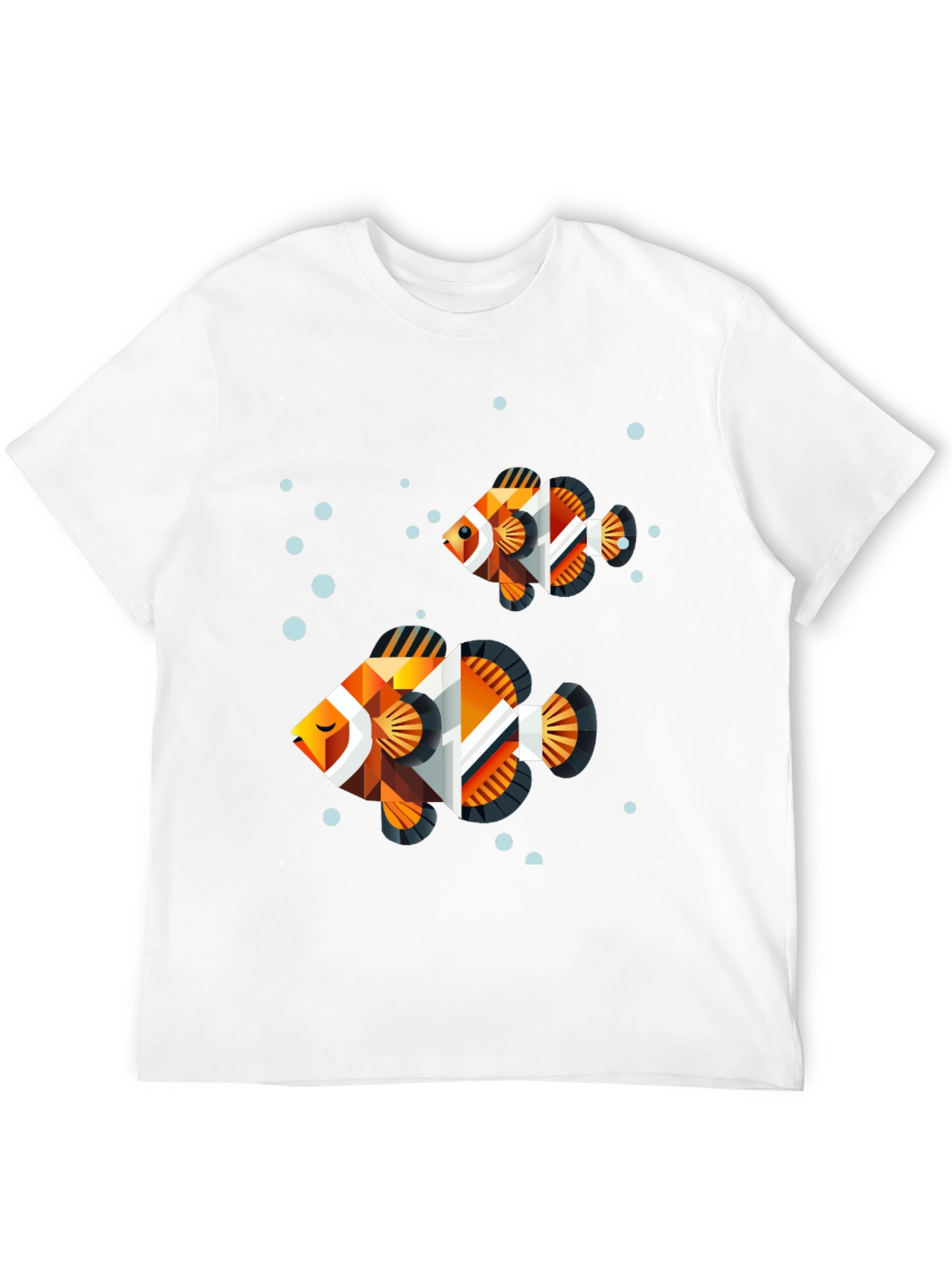 Geometric Fish Graphic Tee - Black Cotton Blend