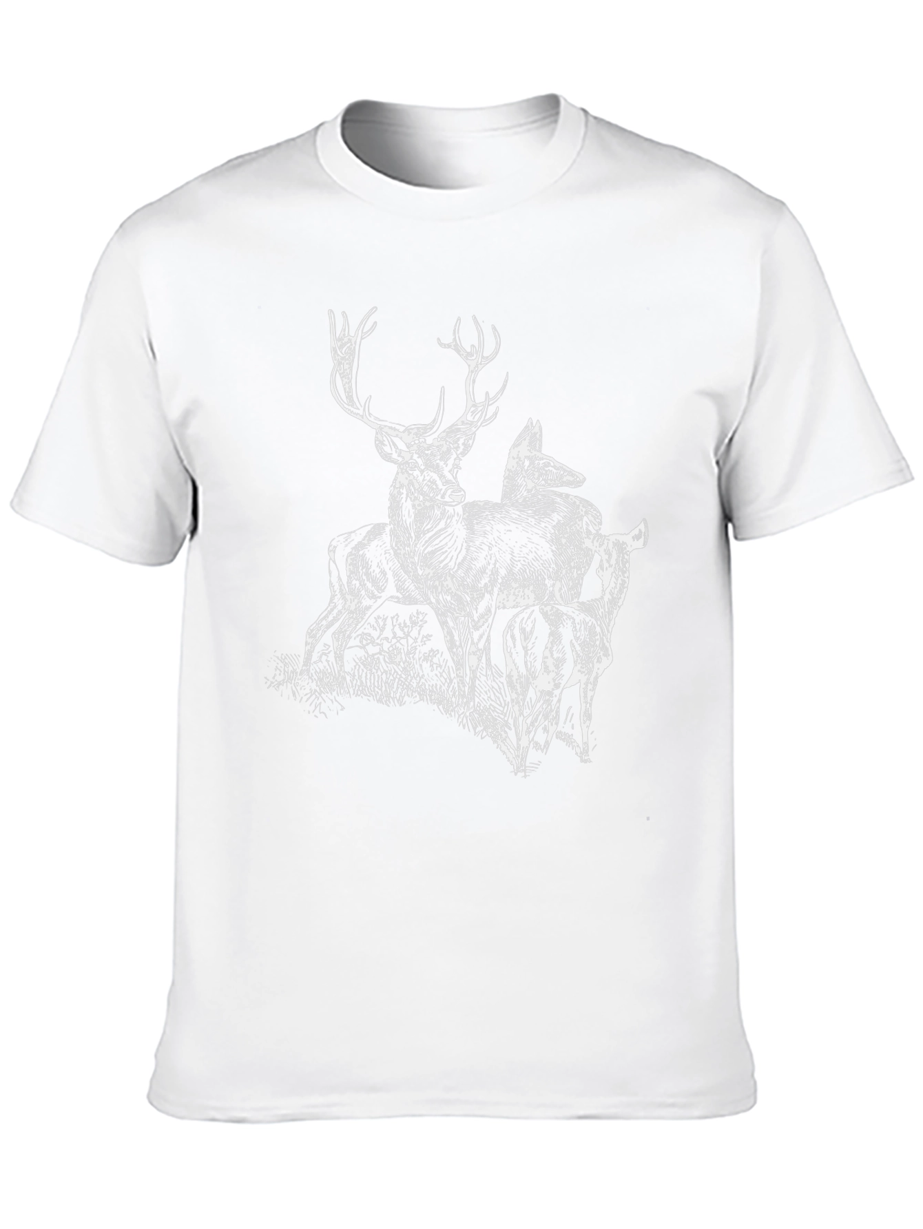 Deer Graphic Tee - Black Cotton Blend Casual Top