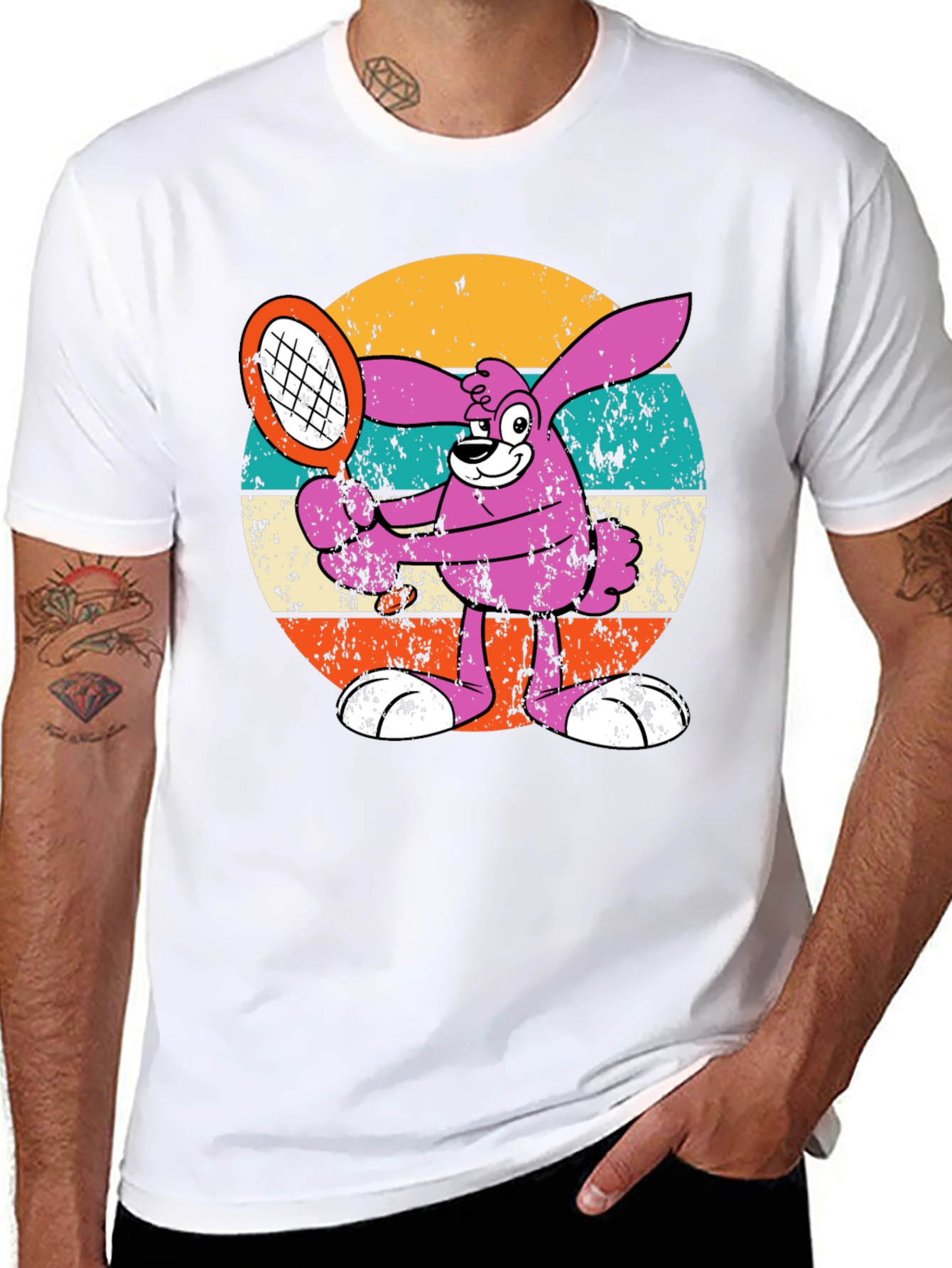 Retro Tennis Bunny Graphic T-Shirt