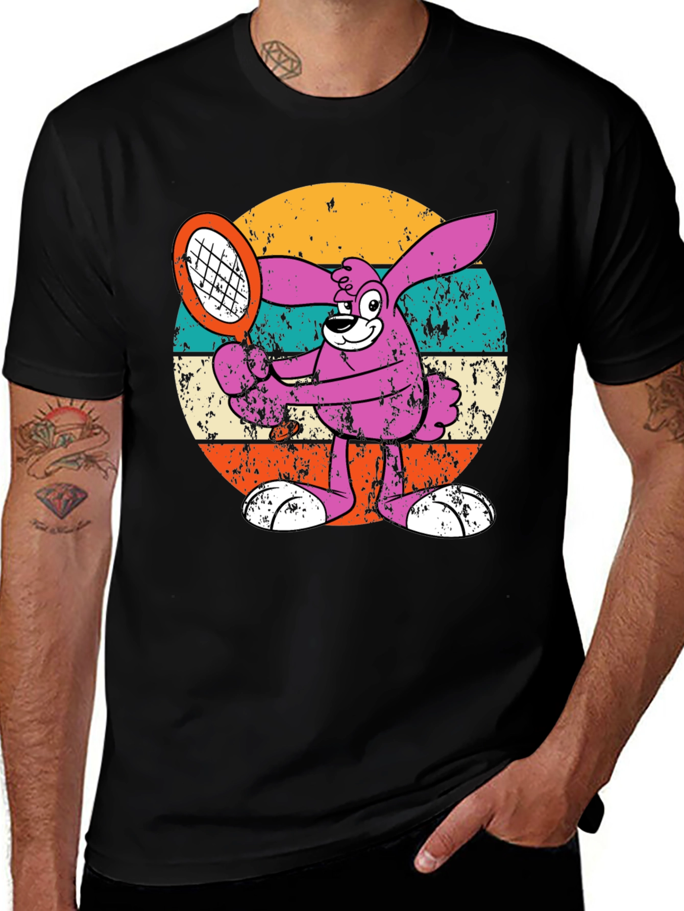 Retro Tennis Bunny Graphic T-Shirt
