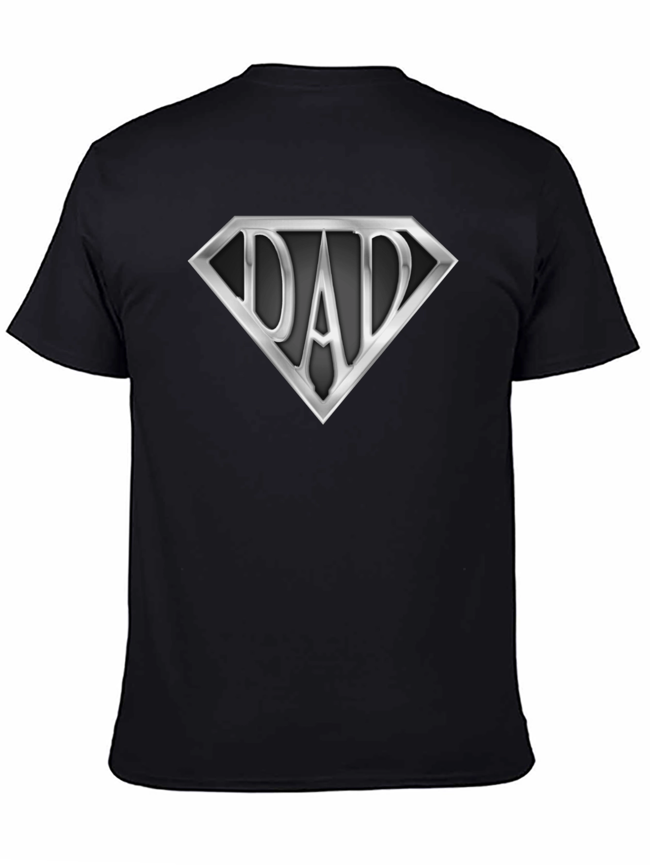 Super Dad T-Shirt - Silver Emblem on Black