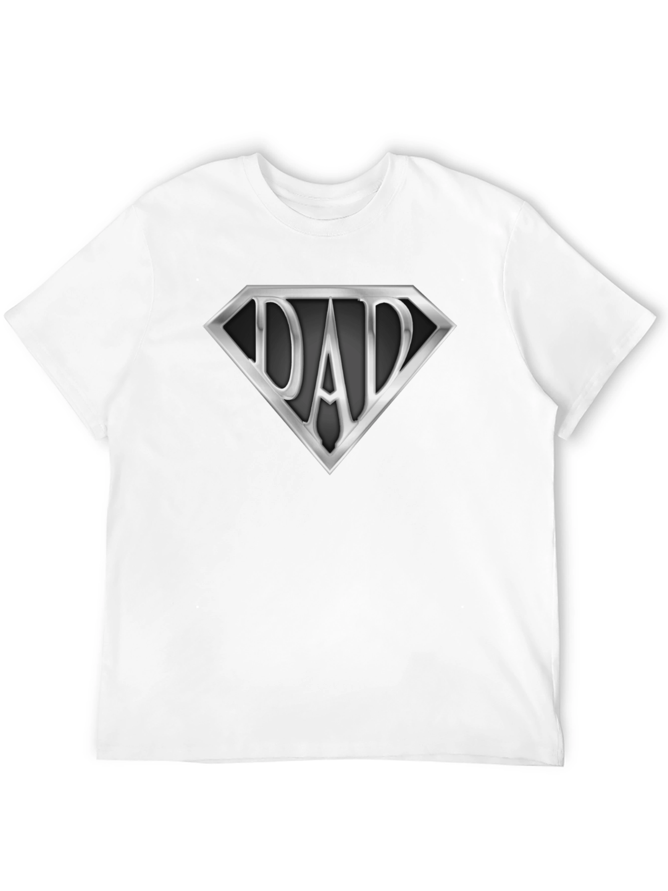 Super Dad T-Shirt - Silver Emblem on Black
