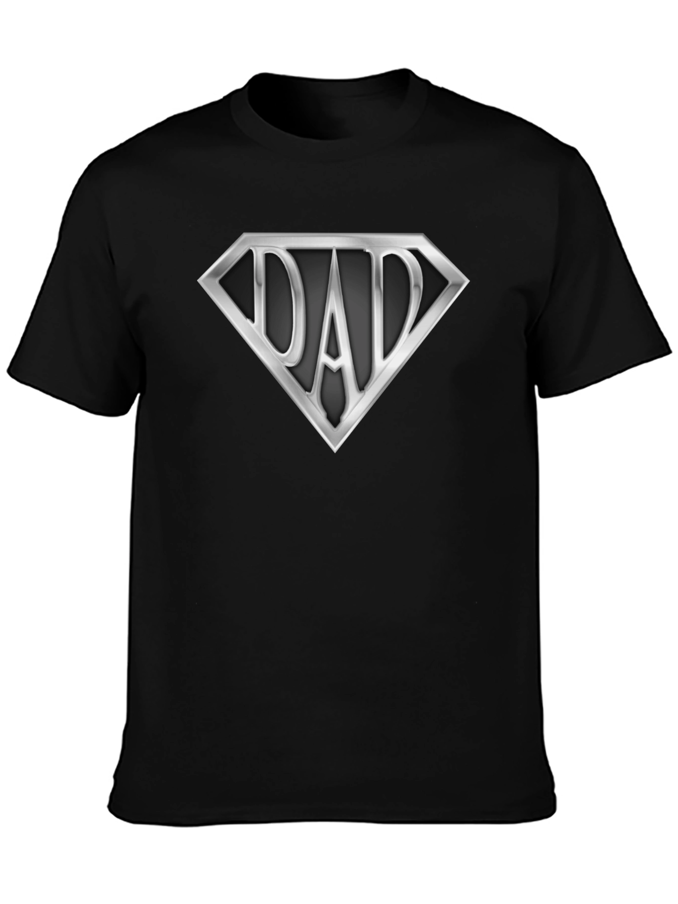 Super Dad T-Shirt - Silver Emblem on Black