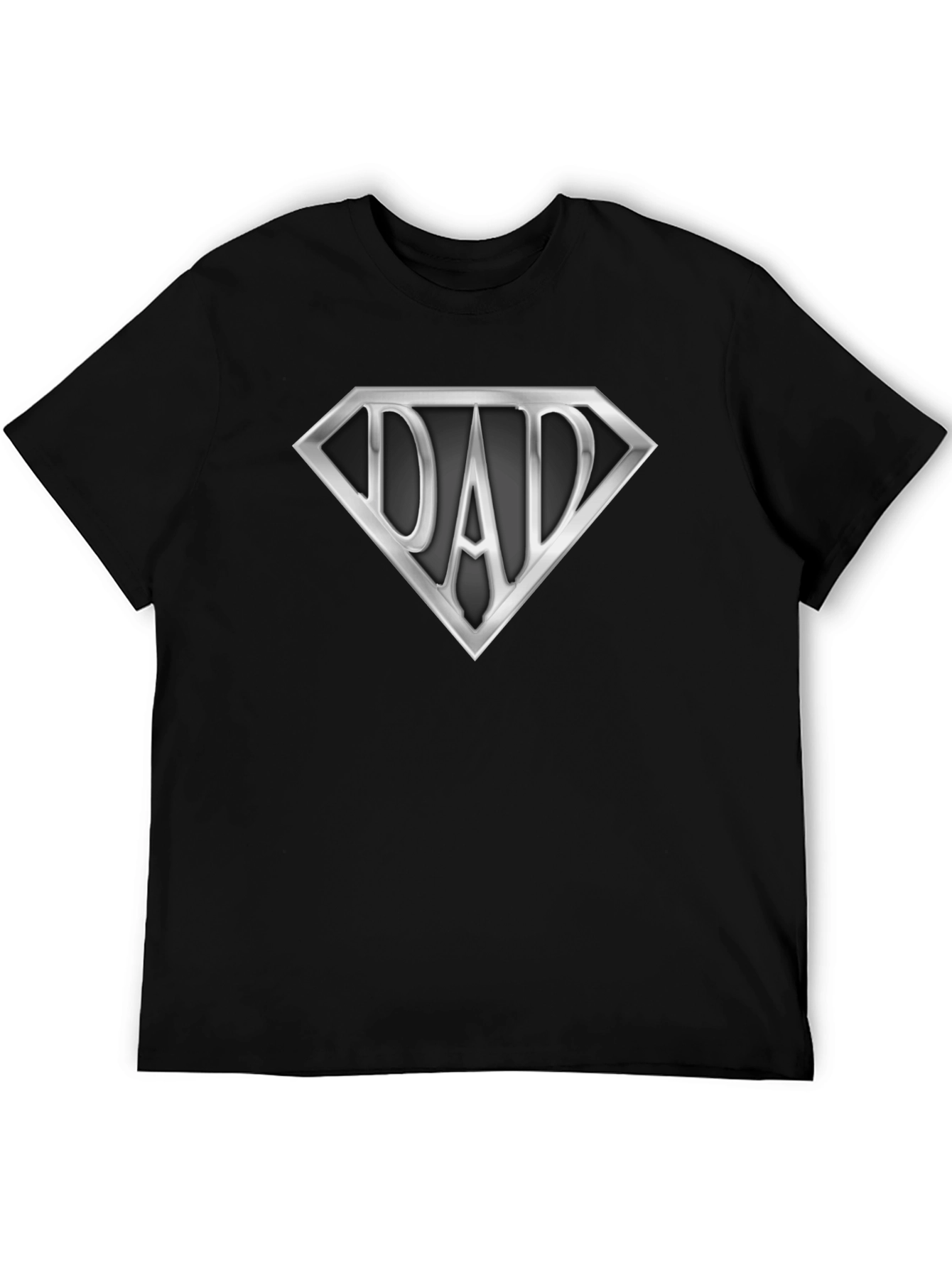Super Dad T-Shirt - Silver Emblem on Black