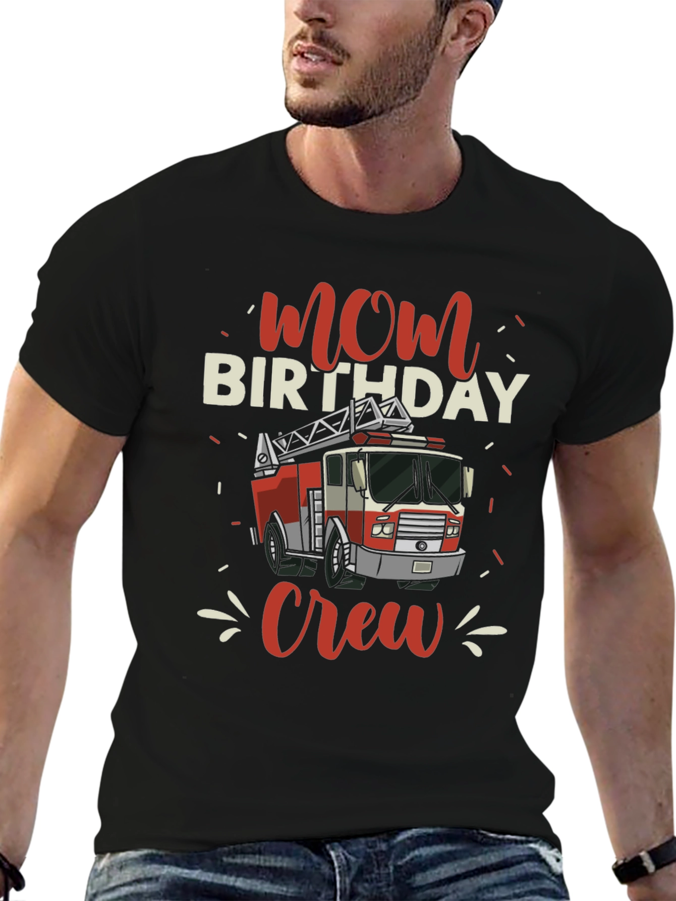 Mom Birthday Firetruck Crew T-Shirt