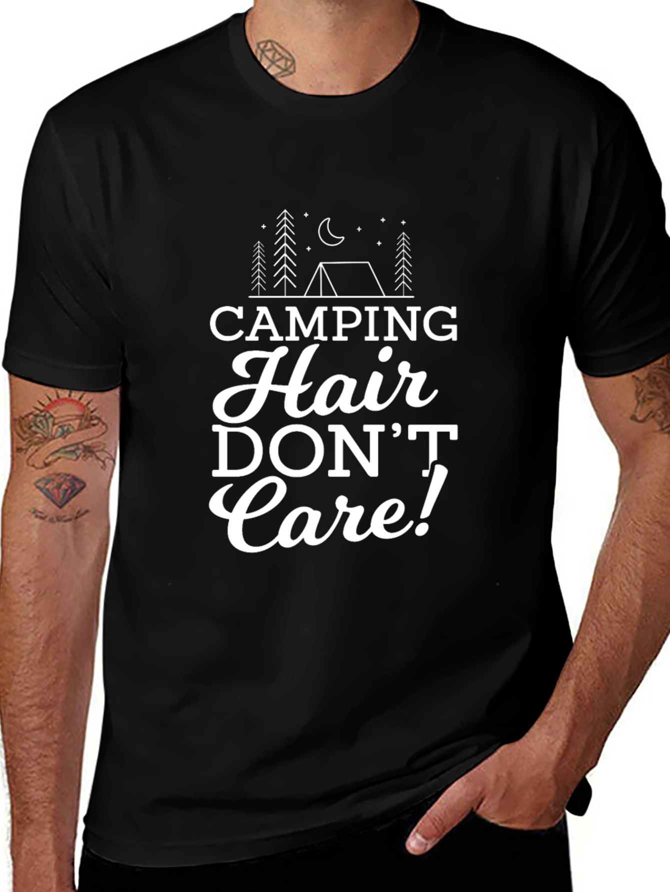 Camping Hair Dont Care Graphic T-Shirt