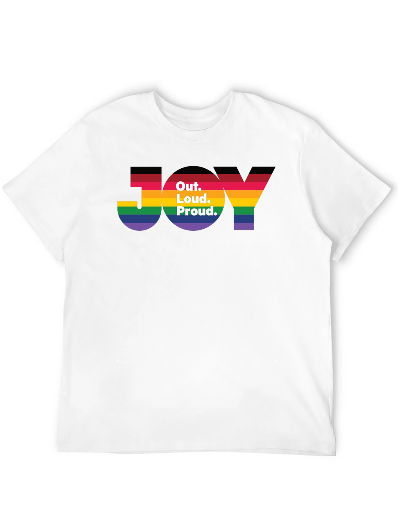 Out. Loud. Proud. JOY T-Shirt - Pride Rainbow Tee