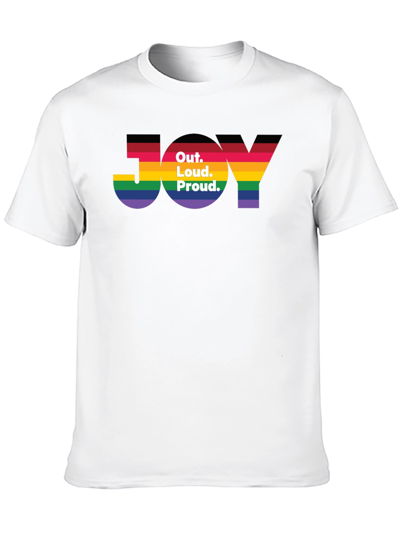 Out. Loud. Proud. JOY T-Shirt - Pride Rainbow Tee