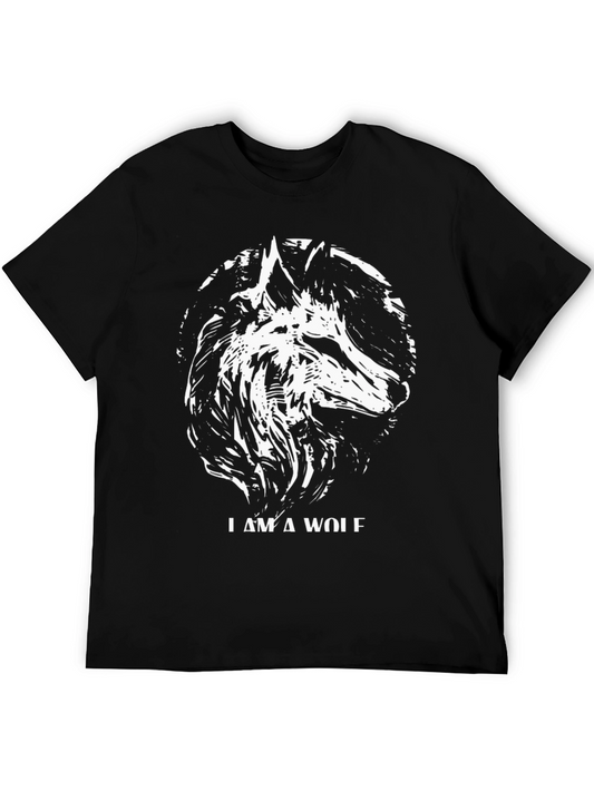 I Am a Wolf Graphic Tee - Black Cotton Shirt