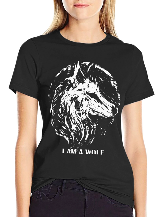 I Am a Wolf Graphic Tee - Black Cotton Shirt
