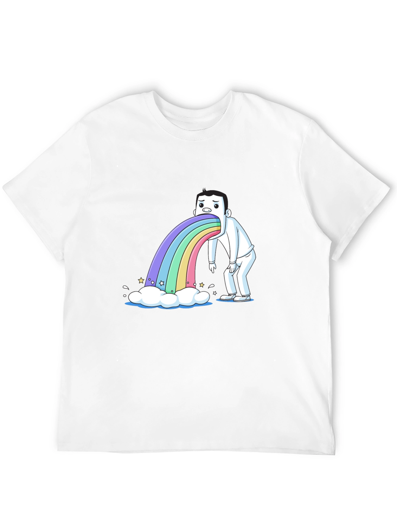 Rainbow Puke T-Shirt - Funny Cartoon Tee