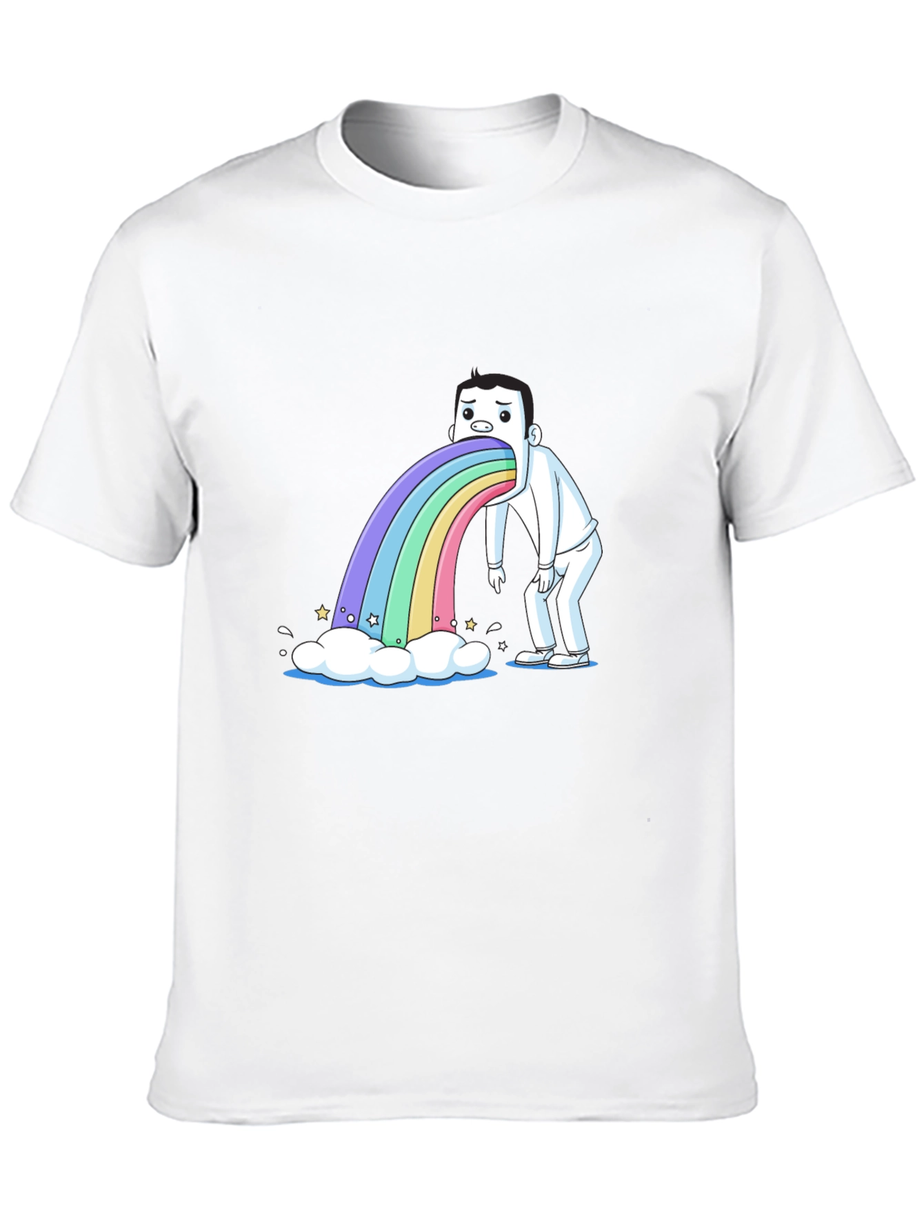 Rainbow Puke T-Shirt - Funny Cartoon Tee