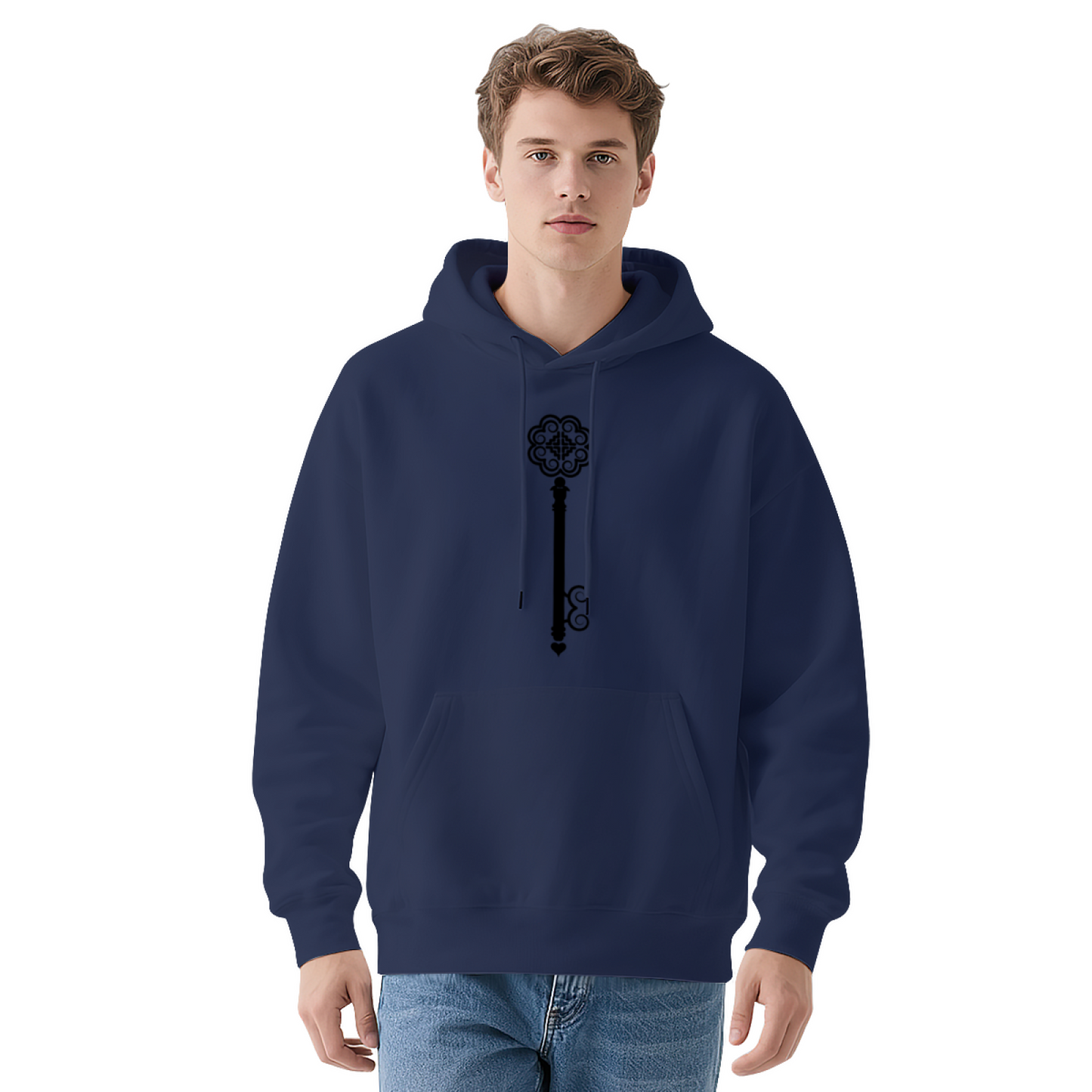 Vintage Ornate Skeleton Key Minimal Hoodie, Light Soft Comfort