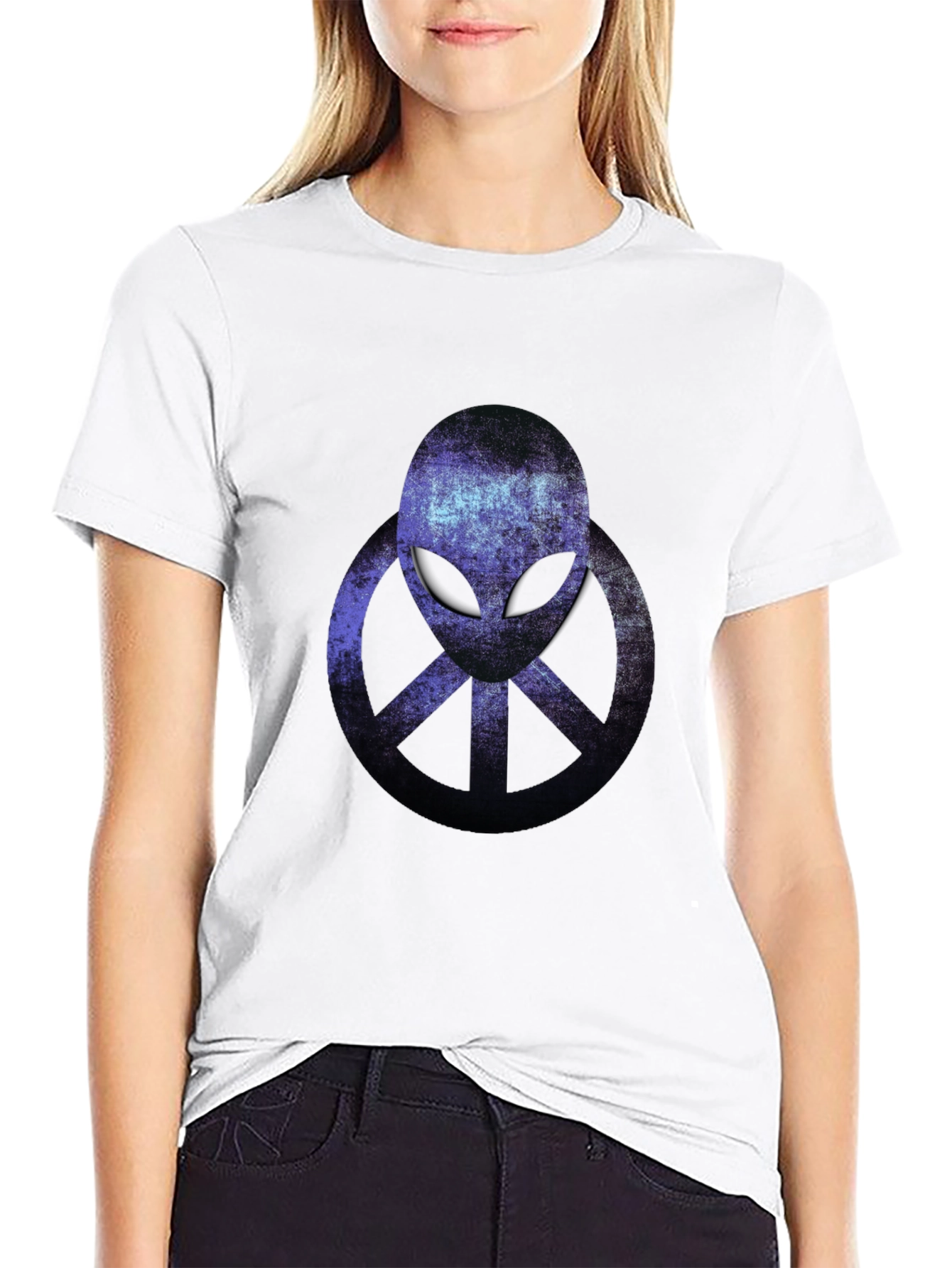 Alien Peace Sign Graphic T-Shirt