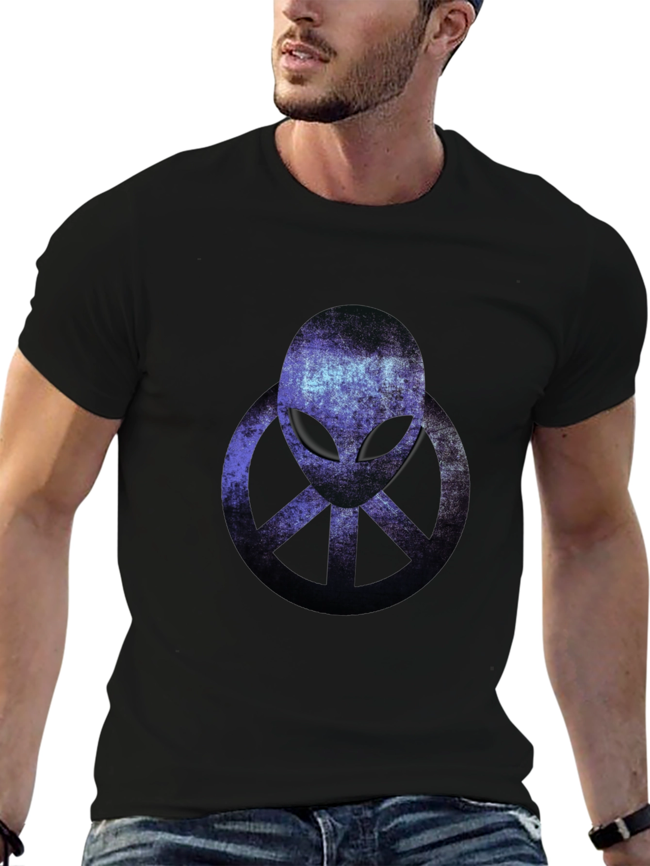Alien Peace Sign Graphic T-Shirt