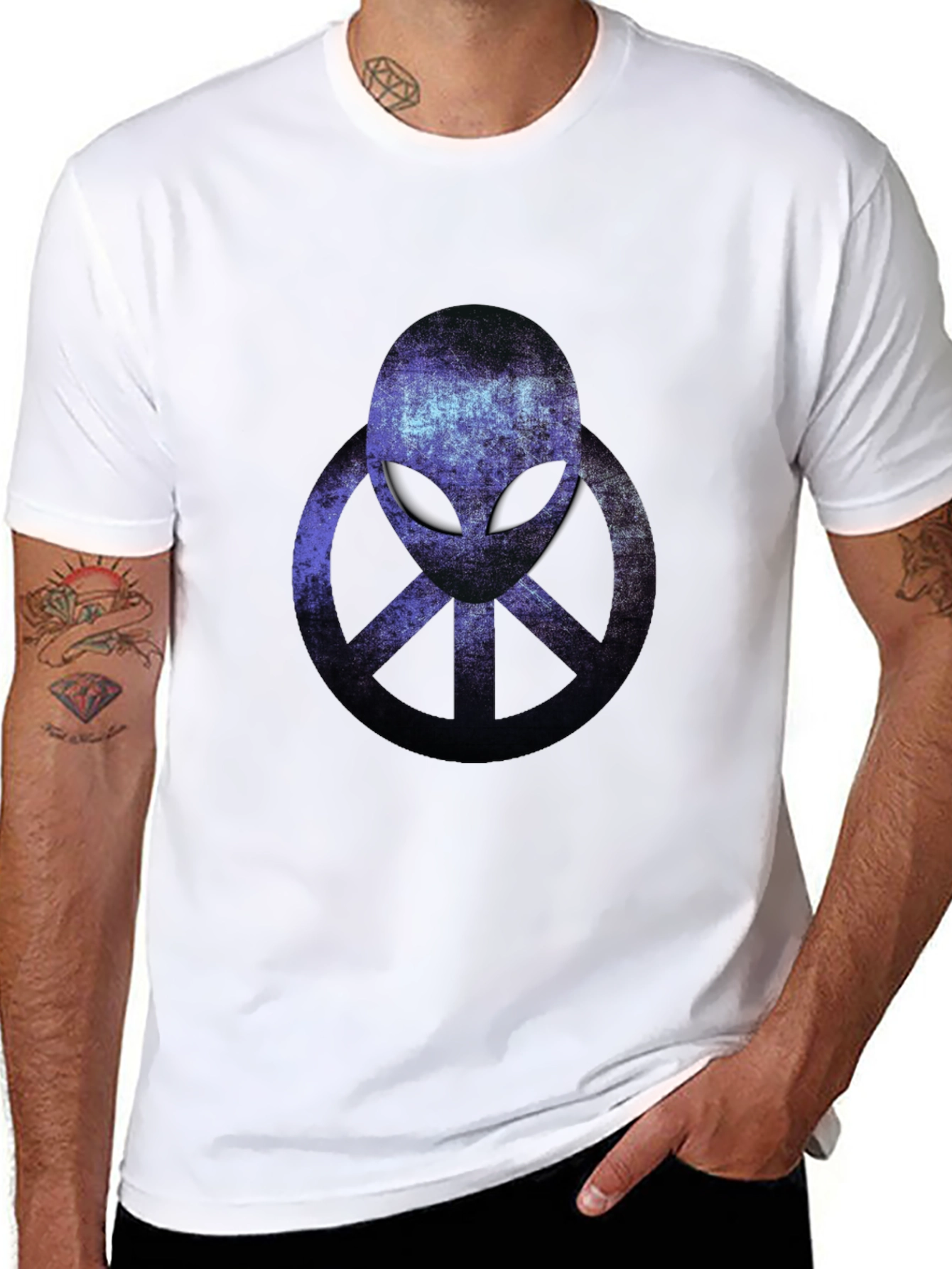 Alien Peace Sign Graphic T-Shirt