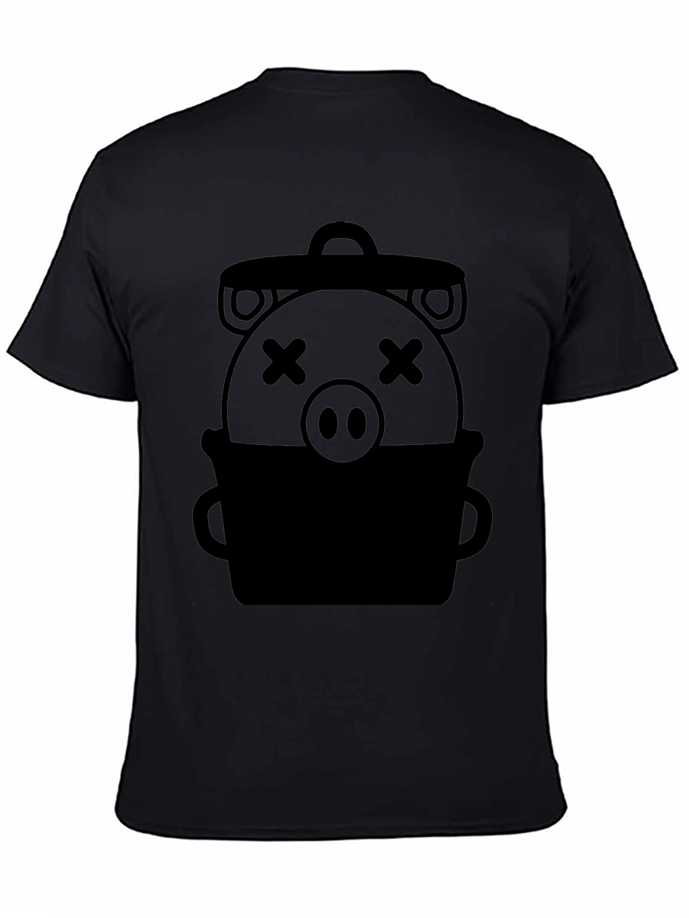 Trash Can Pig Graphic Tee - Novelty Black T-Shirt