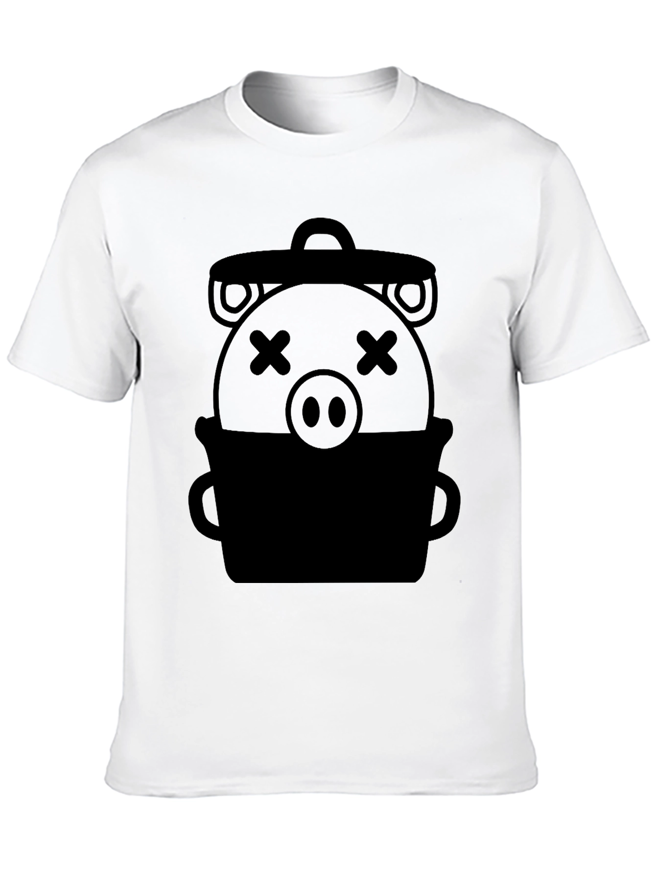 Trash Can Pig Graphic Tee - Novelty Black T-Shirt