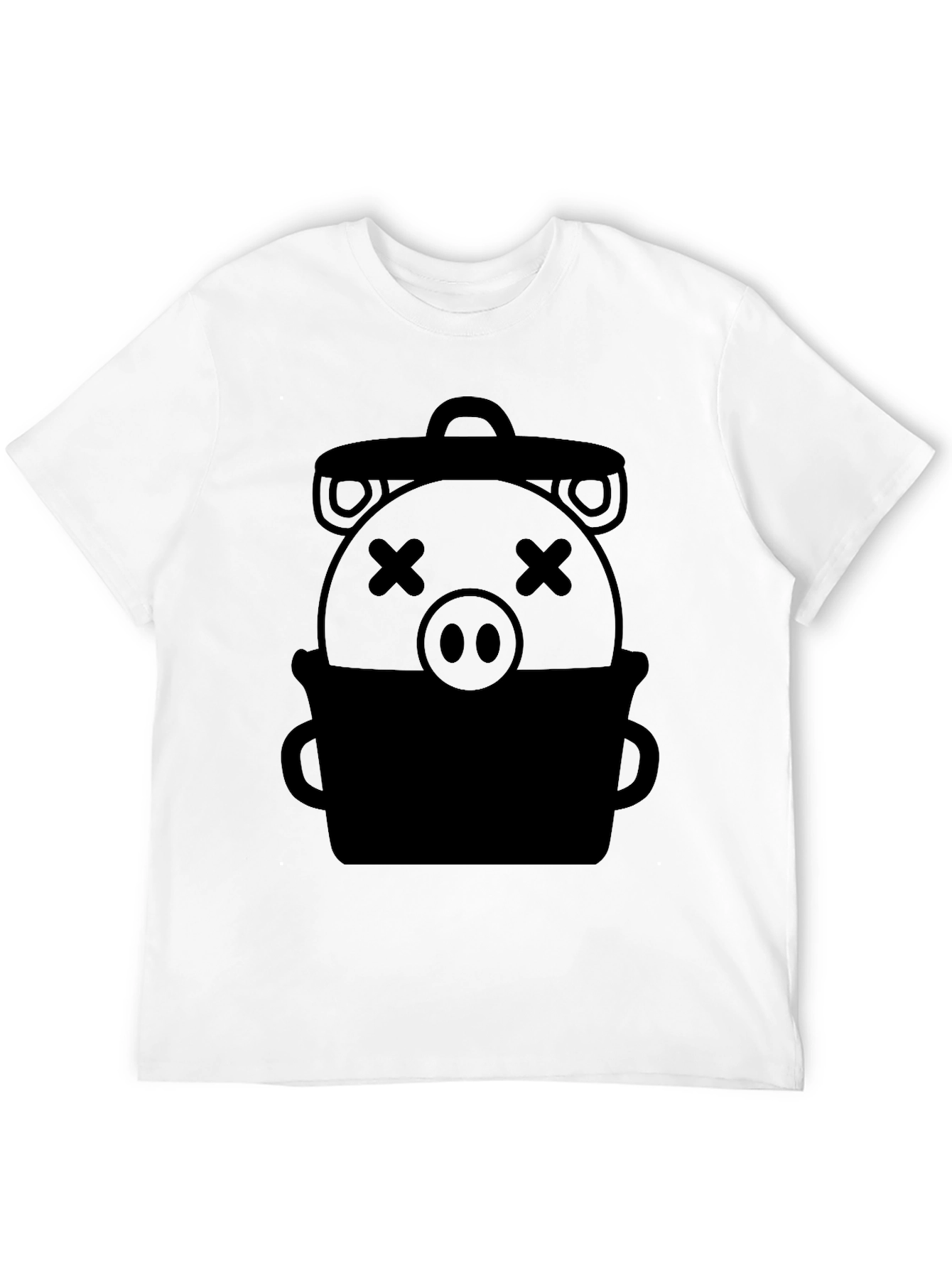 Trash Can Pig Graphic Tee - Novelty Black T-Shirt