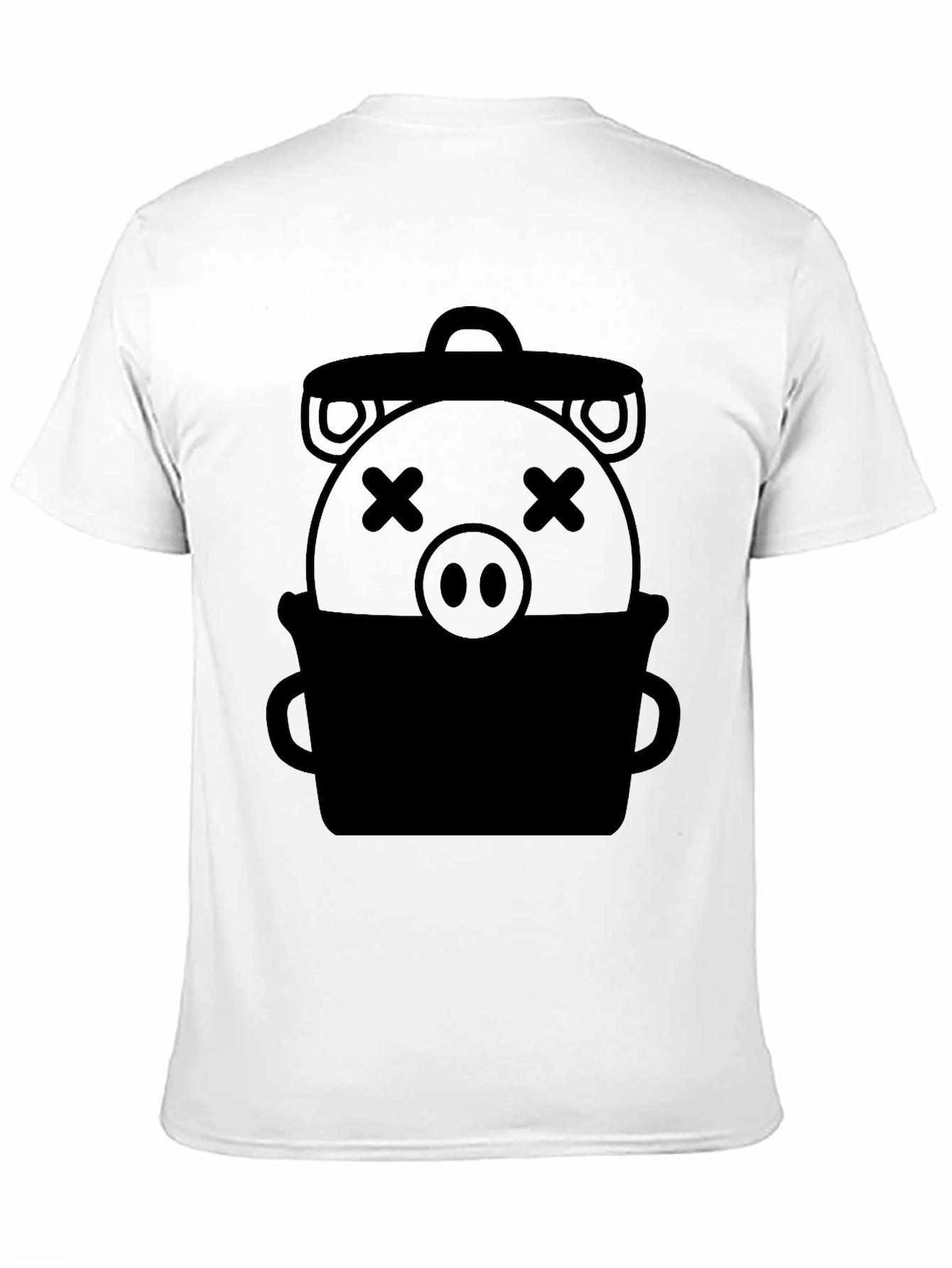 Trash Can Pig Graphic Tee - Novelty Black T-Shirt