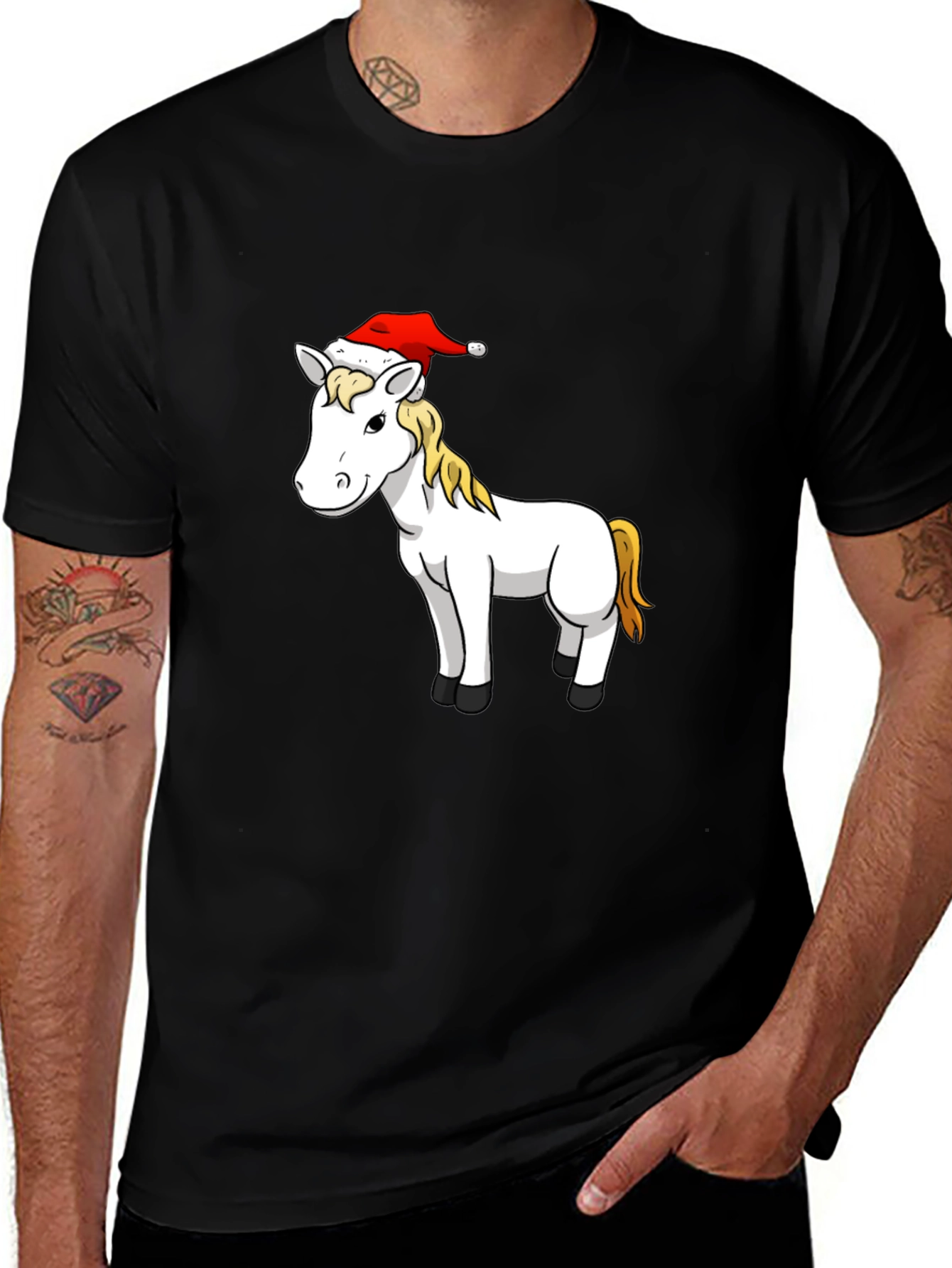 Festive Horse T-Shirt: Christmas Cartoon Design