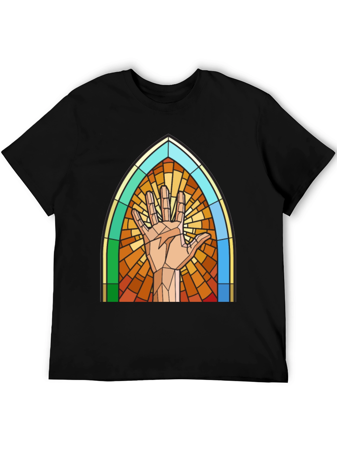 Stained Glass Hand Graphic Tee - Unique Design