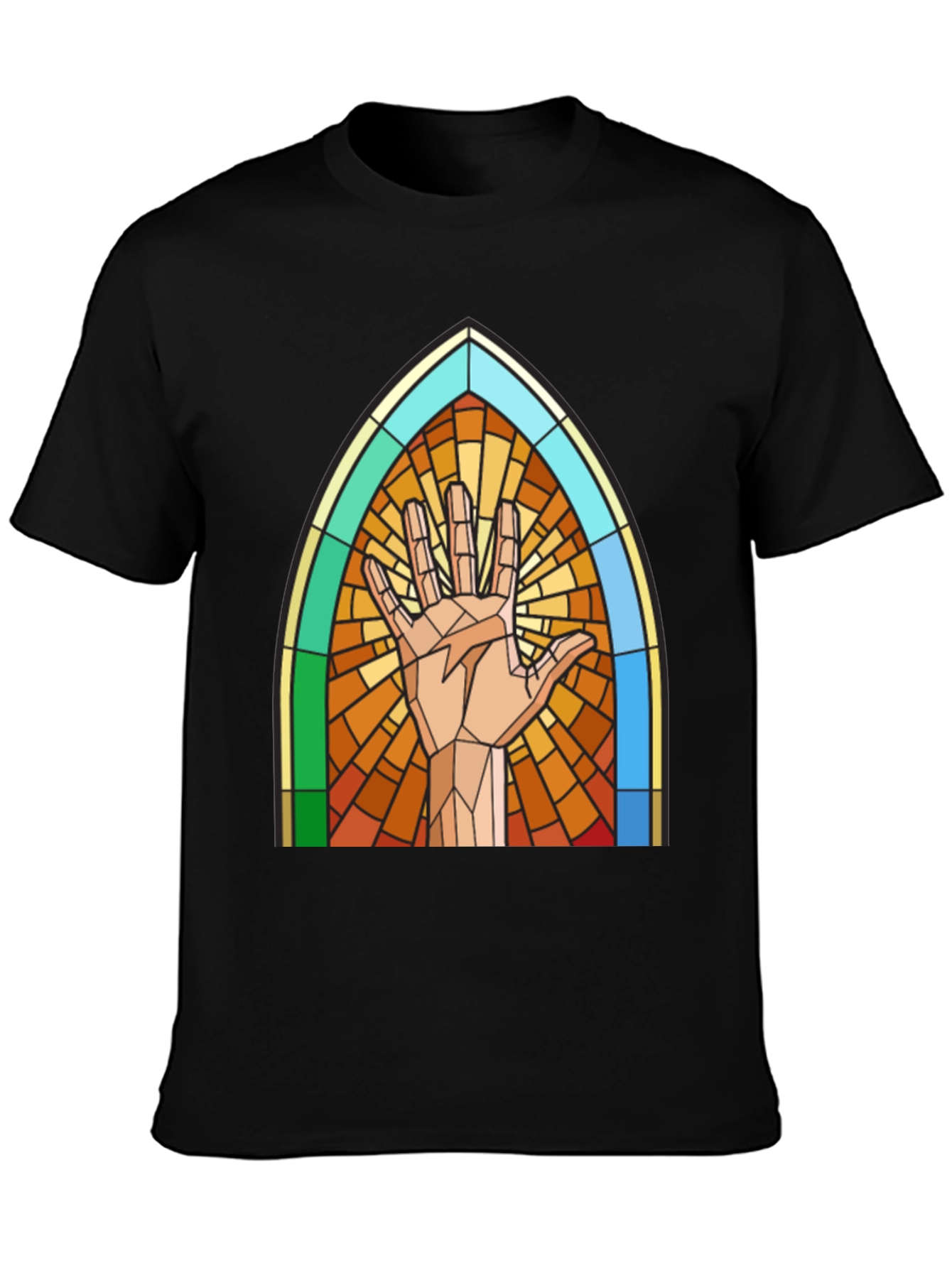 Stained Glass Hand Graphic Tee - Unique Design