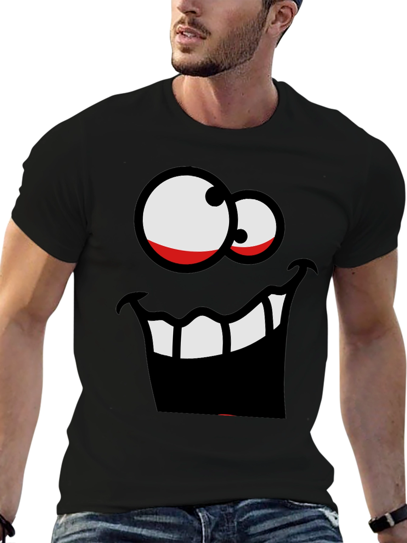 Funny Face Graphic Black T-Shirt