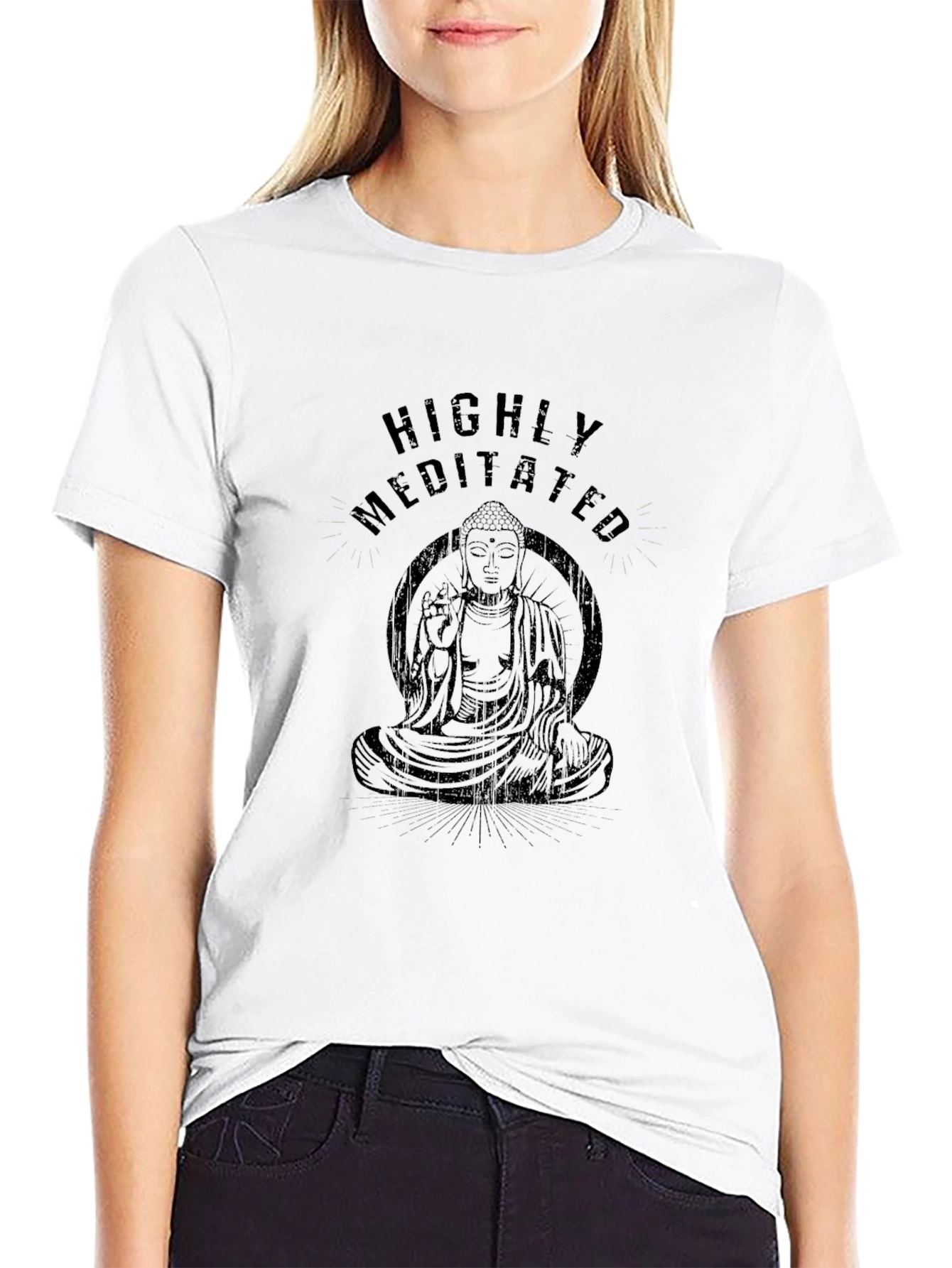 Highly Meditated Graphic Tee - Buddha Black T-Shirt