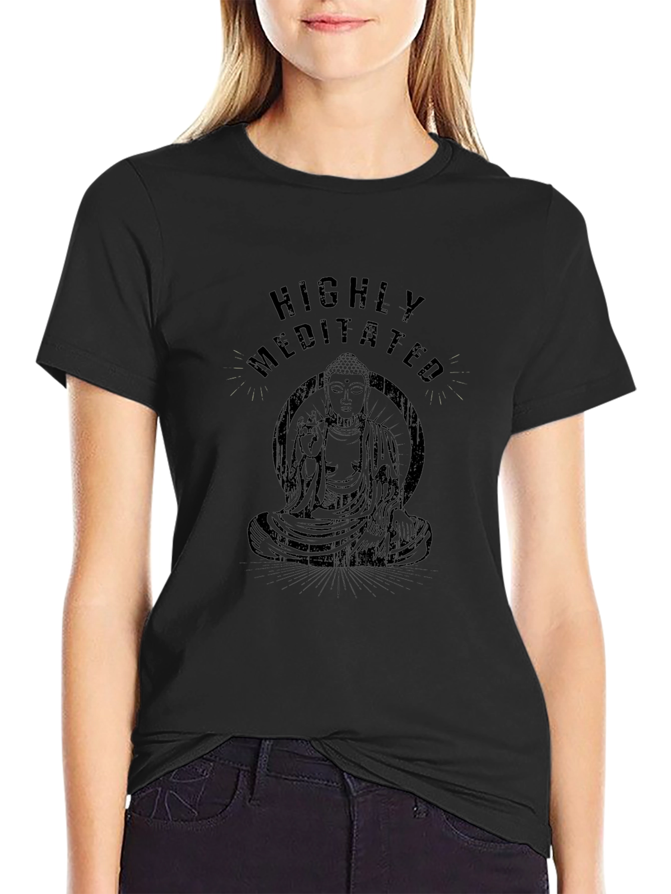 Highly Meditated Graphic Tee - Buddha Black T-Shirt