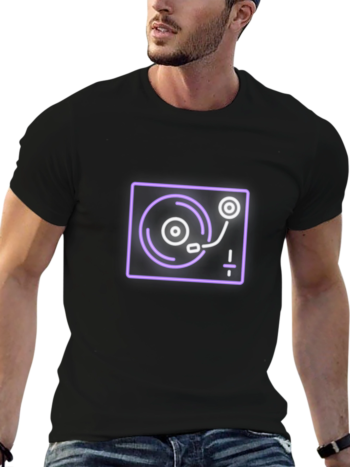 Neon Turntable Graphic Tee - Black