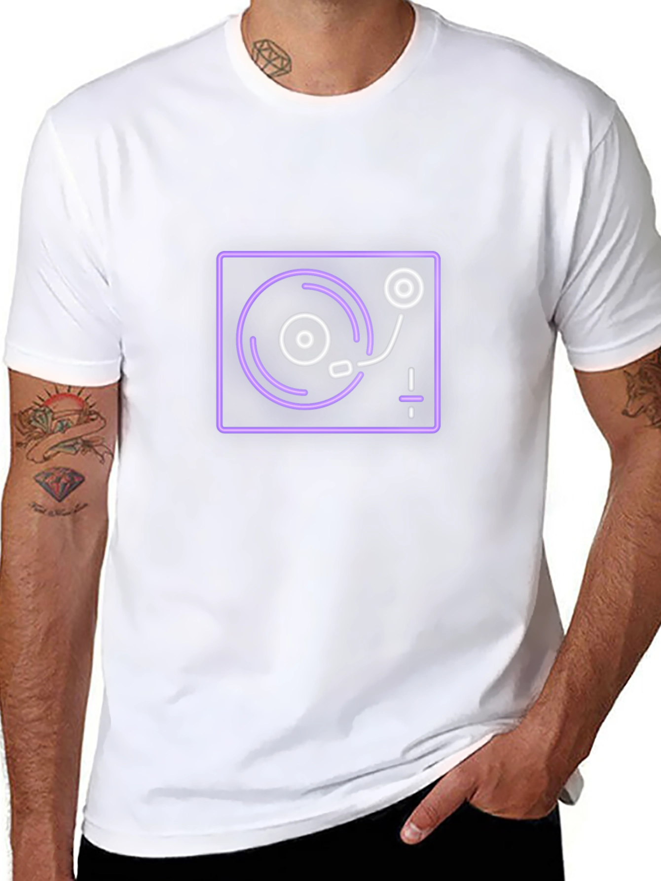 Neon Turntable Graphic Tee - Black