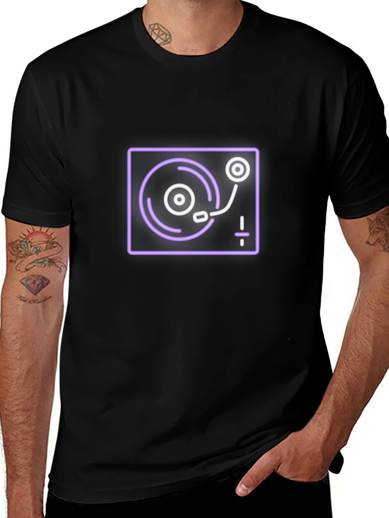 Neon Turntable Graphic Tee - Black
