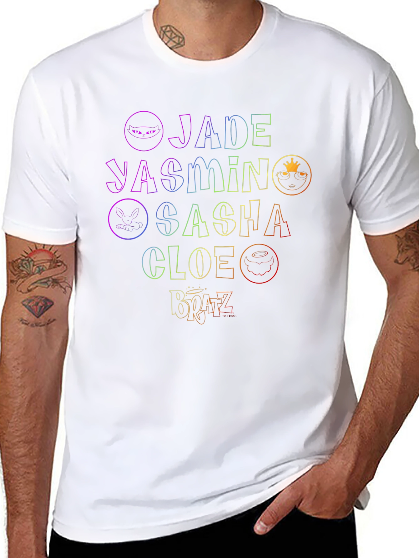 Bratz Names Rainbow Outline Black T-Shirt