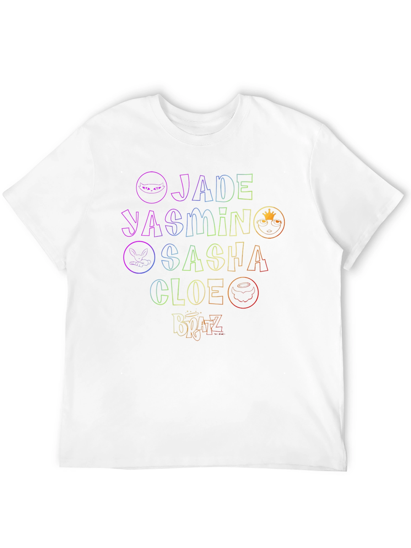 Bratz Names Rainbow Outline Black T-Shirt