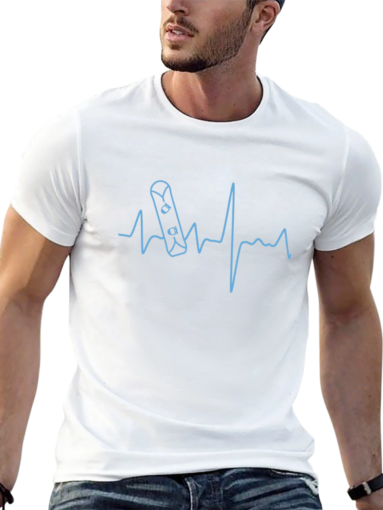 Skateboard Heartbeat Graphic Tee - Black