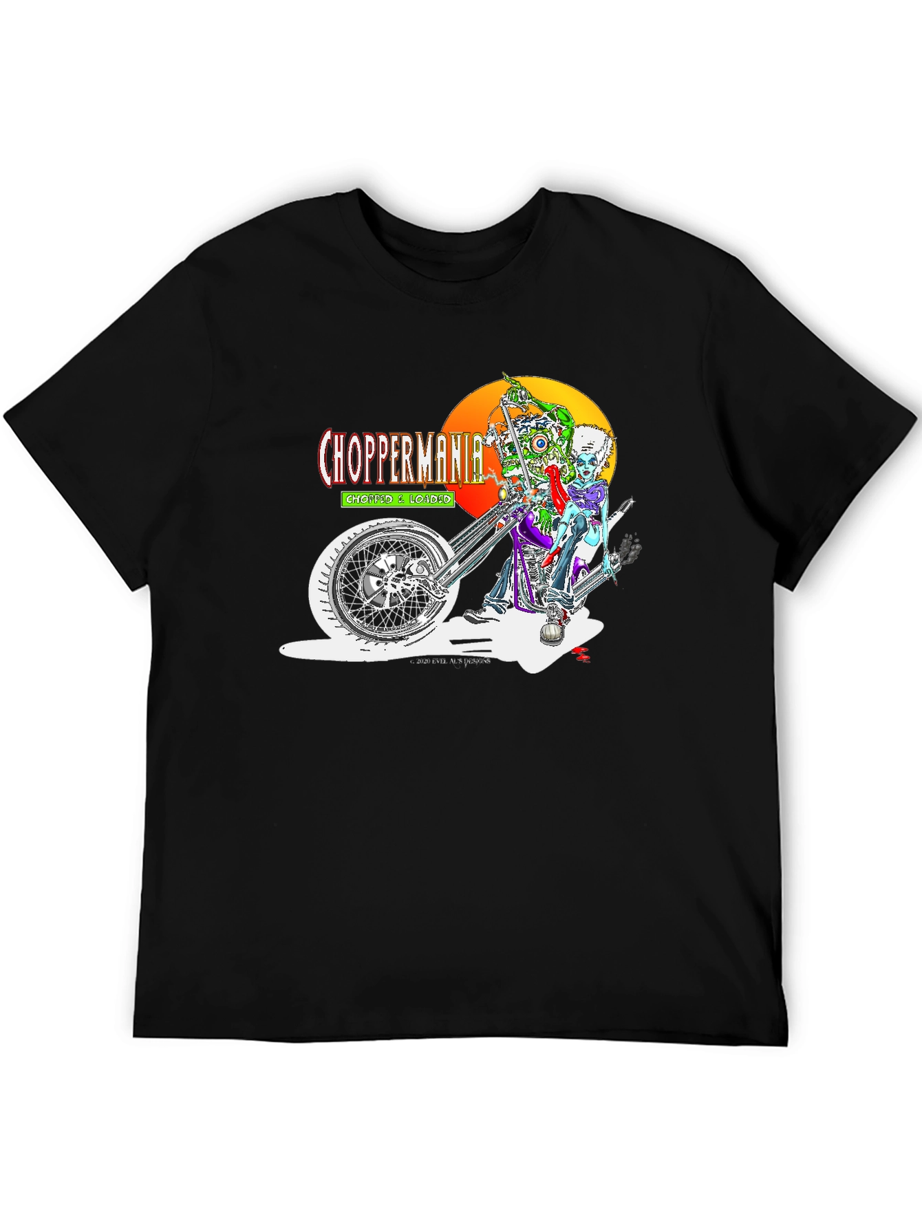 Chopper Mania Graphic T-Shirt - Zombie Biker Design