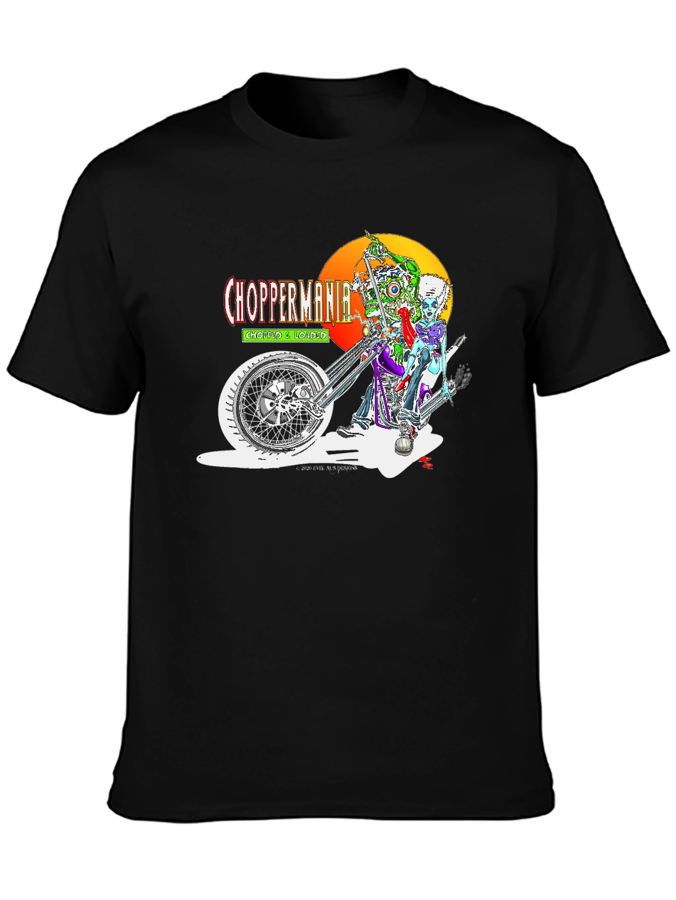 Chopper Mania Graphic T-Shirt - Zombie Biker Design