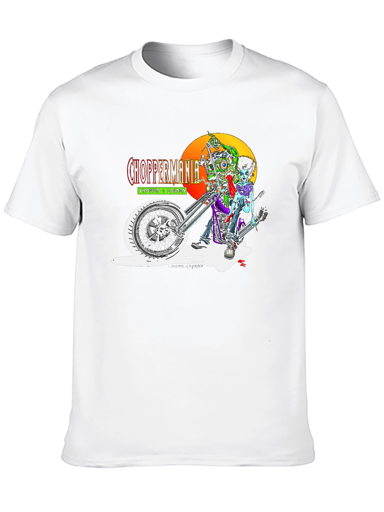 Chopper Mania Graphic T-Shirt - Zombie Biker Design