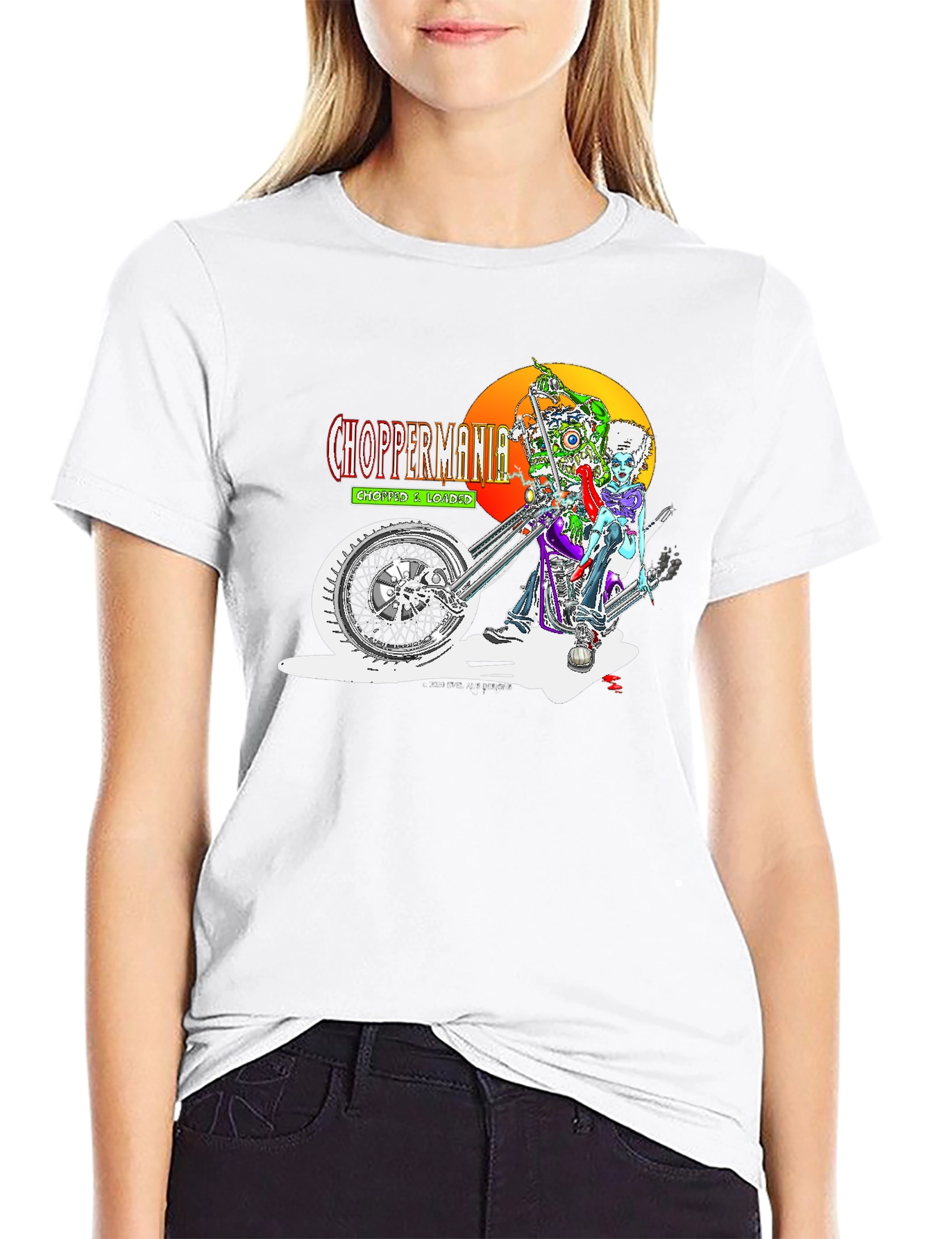 Chopper Mania Graphic T-Shirt - Zombie Biker Design