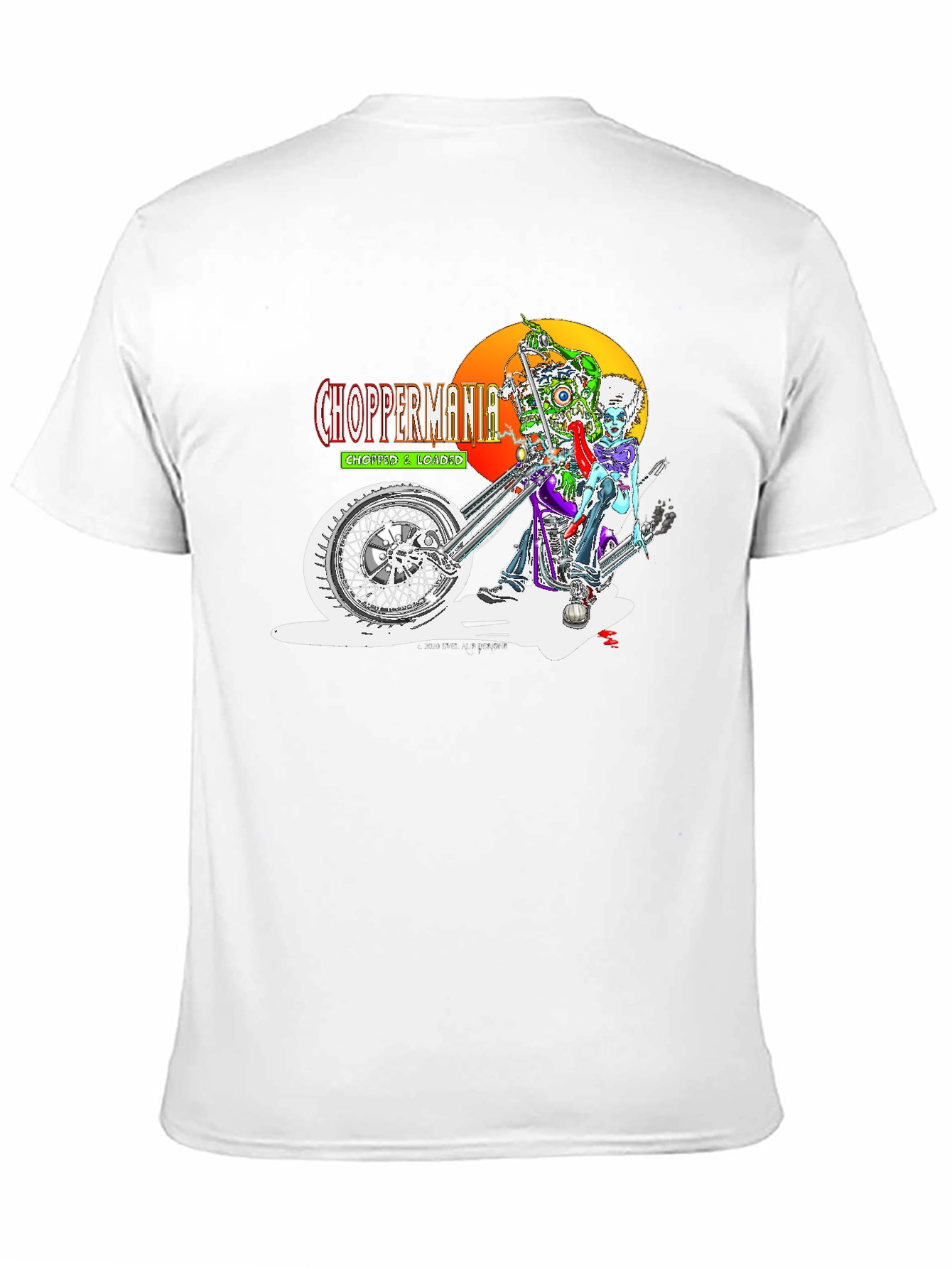Chopper Mania Graphic T-Shirt - Zombie Biker Design