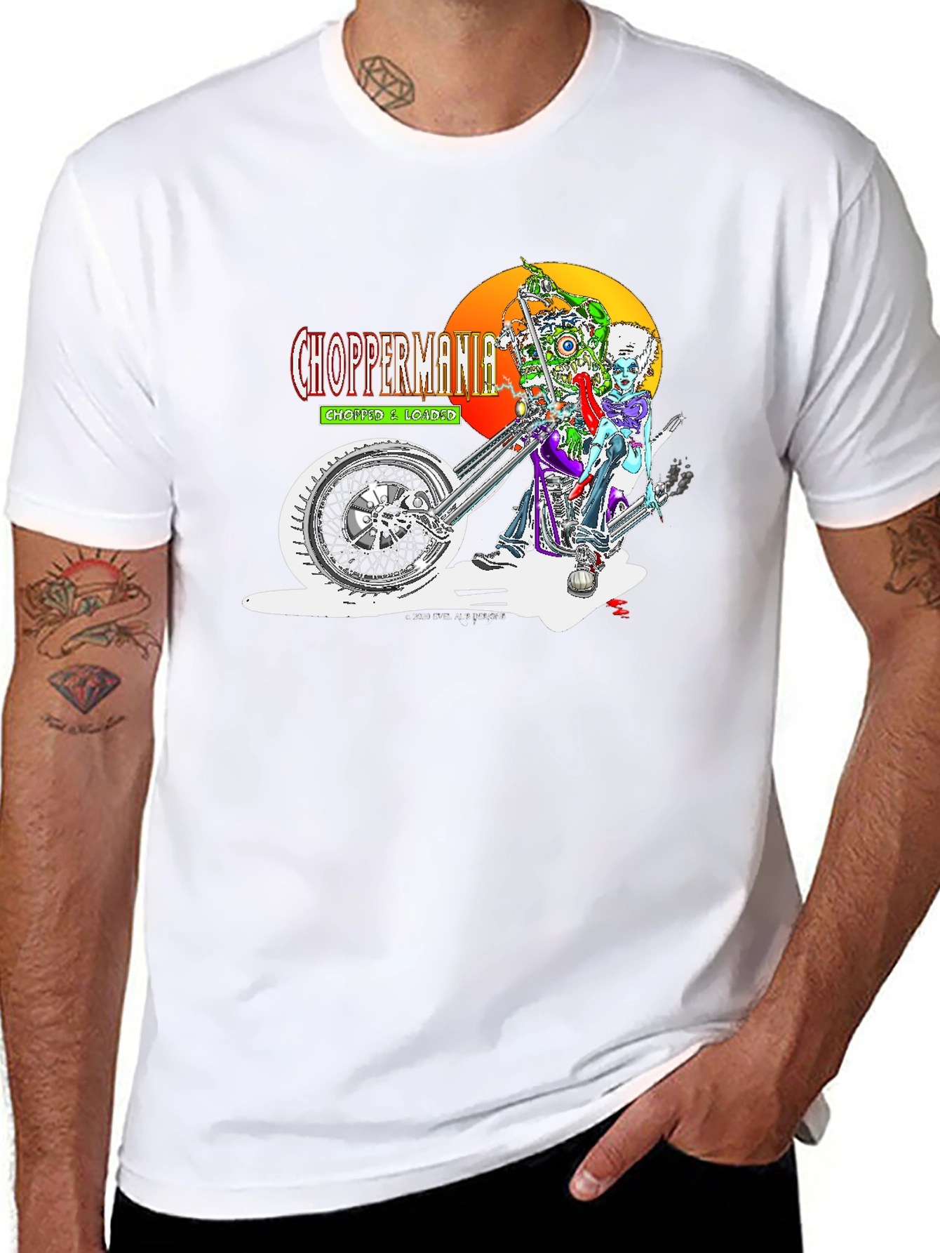 Chopper Mania Graphic T-Shirt - Zombie Biker Design